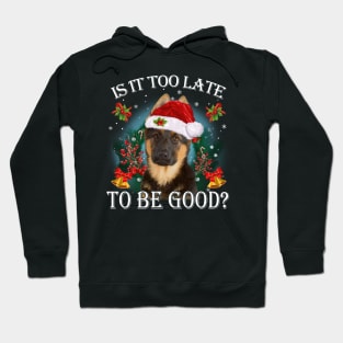 Santa German Shepherd Christmas Is It Too Late To Be Good Hoodie